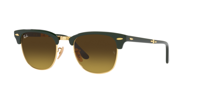 Ray-Ban Clubmaster Folding RB2176 136885 Green On Gold Sunglasses